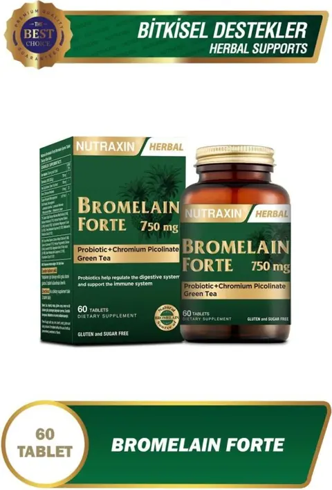 Nutraxin Bromelain Forte 750 MG - Takviye Edici Gıda 60 Tablet