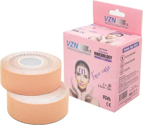 Vzn 2.5cmx5m Yüz İçin Therapy Cotton Kinesio Ağrı Bandı