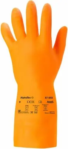 Ansell- EXTRA® 87-955 ORANGE Kimyasal ve Sıvı Korumalı Ağır İş Eldiveni 1 Çift (9 Beden / L) - 1
