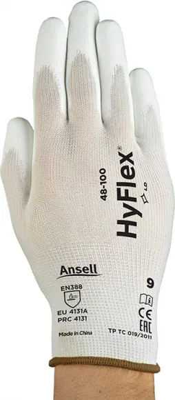 Ansell- HYFLEX® 48-100 Beyaz Tam Kaplı Sensilite Poliüretan Kaplı Hassas İş Eldiveni 1 Çift (10 Beden / XL - 1