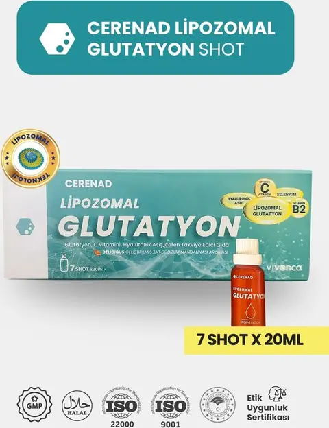 Cerenad Glutatyon, Lipozomal Glutatyon, Lipozomal C Vitamini, Hyaluronik Asit 20ml X 7 Shot Içilebilir - 1
