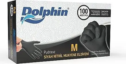 Dolphin Çok Amaçlı Siyah Nitril Eldiven M Beden 100 Adet x 20 Paket - MDR - Koli - 1