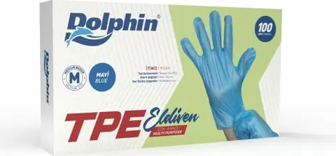 Dolphin Mavi TPE Eldiven M Beden 100 Adet