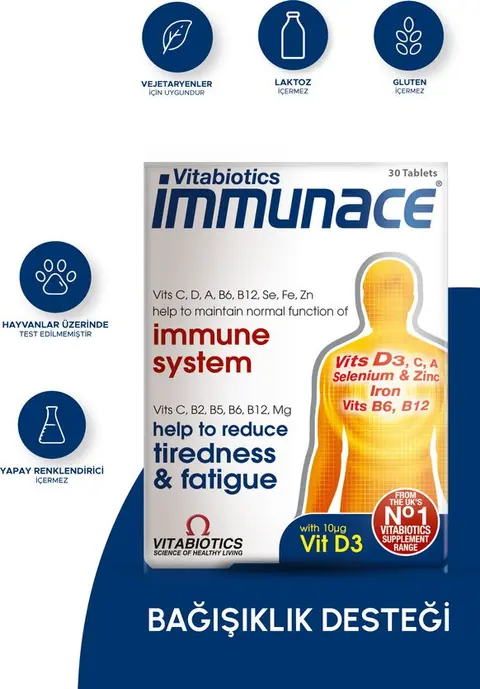 Immunace Demir, Çinko,Selenyum, Magnezyum, D Vitamini İçeren Bağışıklık Destek Vitamini 30 Tablet - 1