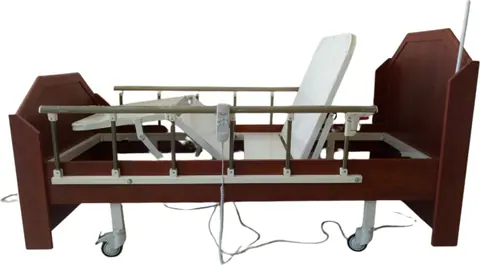 PY160 2 Motorlu Ahşap Ev Tipi Hasta Karyolsı + 4 Parçalı Yatak - 1