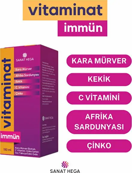 Sanat Hega Vitaminat Multi L-Arjinin, Multivitamin, Multimineral İçeren Sıvı Takviye Edici Gıda 150 ml - 1