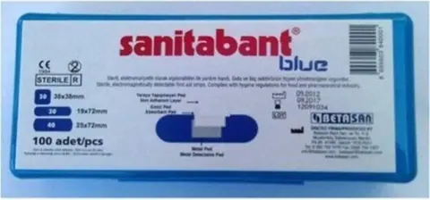 Sanitabant Mavi Metalli Yara Bandı 100 Adet - 1