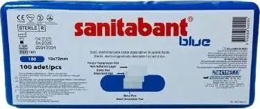 Sanitabant Metal Pedli Steril Mavi Yara Bandı 100 Lü 1 Kutu - 1
