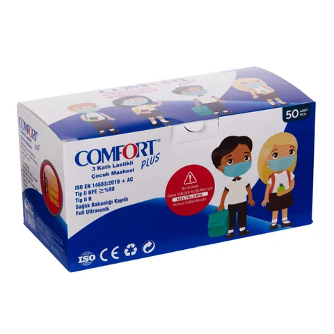 Comfort Plus  3 Katlı Cerrahi Full Ultrasonic Maske Çocuk Meltblown lu 3