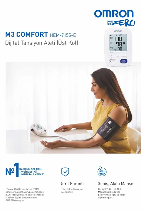 Omron M3 Comfort 2 Kullanıcı Hafızalı Üst Koldan Ölçer Dijital Tansiyon Aleti 3