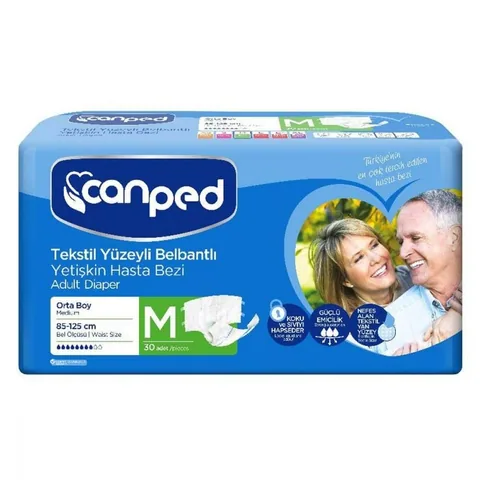 Canped Tekstil Yüzeyli Bel Bantlı Yetişkin Hasta Bezi Medium 30'lu