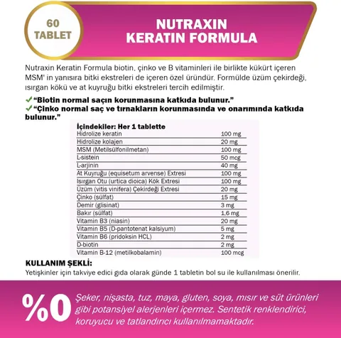 Nutraxin Beauty Keratin Formula 60 Tablet 2