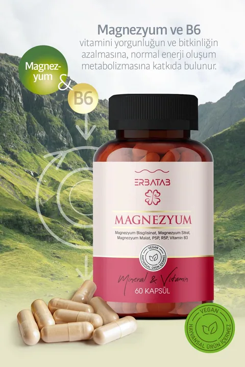 Erbatab Magnezyum 3'lü Form 60 Kapsül 8