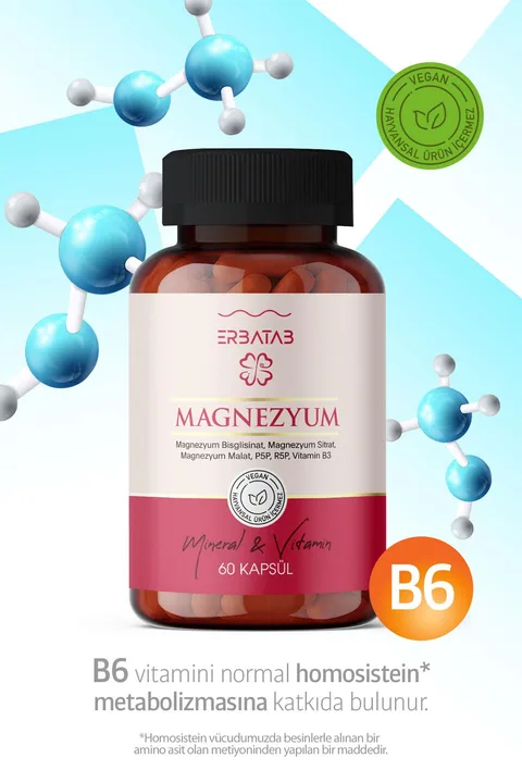 Erbatab Magnezyum 3'lü Form 60 Kapsül