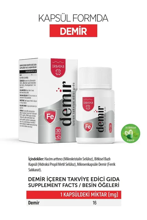 Erbatab Demir 30 Kapsül Yüksek Emilimli Demir Takviyesi 2