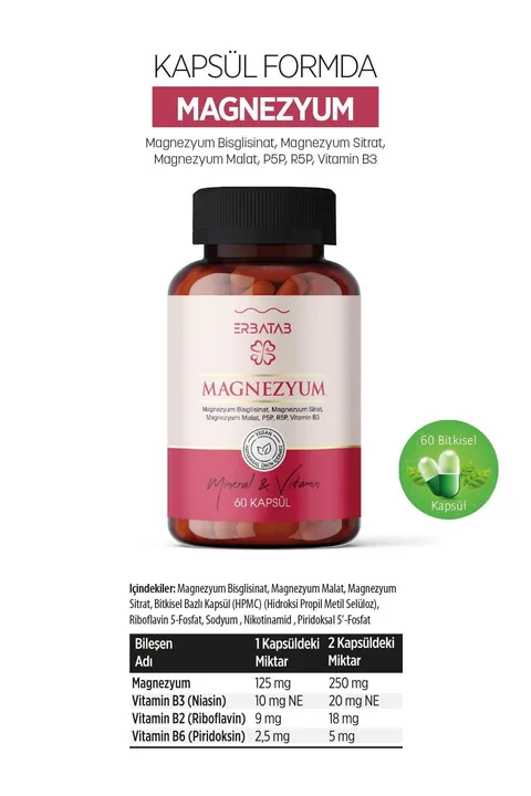 Erbatab Magnezyum 3'lü Form 60 Kapsül 4