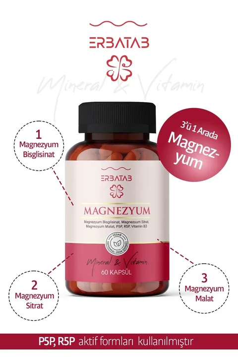 Erbatab Magnezyum 3'lü Form 60 Kapsül 7