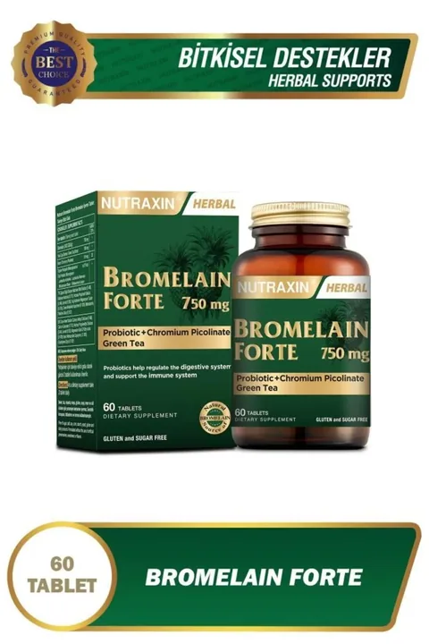 Nutraxin Bromelain Forte 750 MG - Takviye Edici Gıda 60 Tablet
