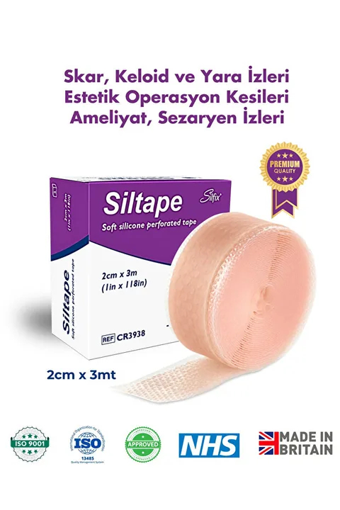 Advancis Medical UK Siltape Soft Silikon Bant Estetik Keloid Yanık Sezaryen Dikiş Ameliyat Izi Giderici 2cm X 3mt