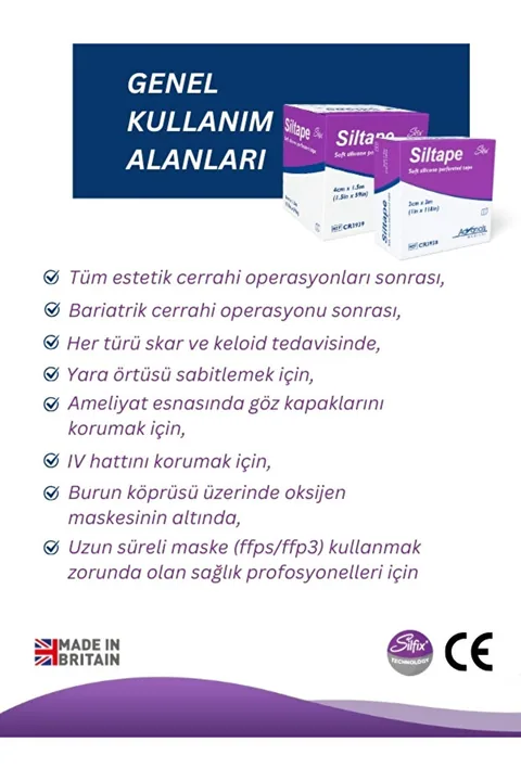 Advancis Medical UK Siltape Soft Silikon Bant Estetik Keloid Yanık Sezaryen Dikiş Ameliyat Izi Giderici 2cm X 3mt 3