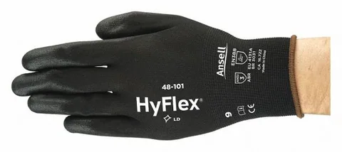 Ansell- HYFLEX® 48-101 Siyah-Gri Tam Kaplı Sensilite Poliüretan Kaplı Hassas İş Eldiveni 1 Çift (8 Beden / M) 3