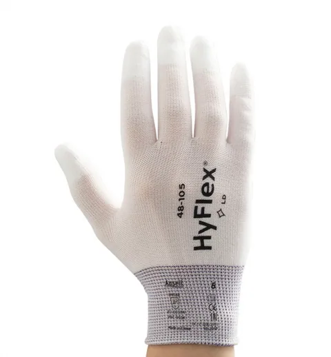 Ansell- HYFLEX® 48-105 Beyaz Parmak Uçları Kaplı Sensilite Poliüretan Kaplı Hassas İş Eldiveni 1 Çift (9 Beden / L) 5