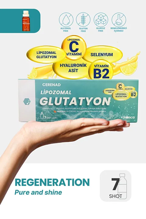 Cerenad Glutatyon, Lipozomal Glutatyon, Lipozomal C Vitamini, Hyaluronik Asit 20ml X 7 Shot Içilebilir 4