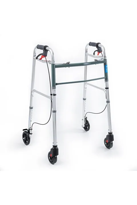 Comfort Plus Kf8220l-5 Alüminyum 4 Tekerlekli Walker Yürüteç Büyük Tekerli Frenli Hasta Yürüteci Tekerli