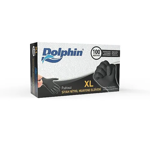 Dolphin Çok Amaçlı Siyah Nitril Eldiven XL Beden 100 Adet x 20 Paket - MDR - Koli