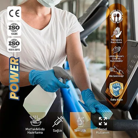 Dolphin Nitril Muayene Eldiveni Pudrasız Kalın Mavi L Beden 100 Adet x 20 Paket-Koli 6