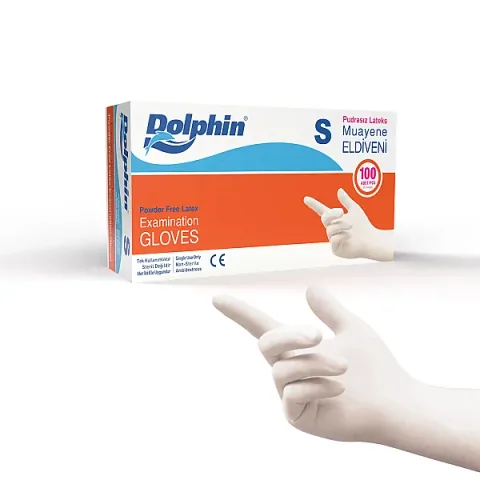 Dolphin Pudrasız Lateks Muayene Eldiveni S Beden 100 Adet x 20 Paket - MDR - Koli