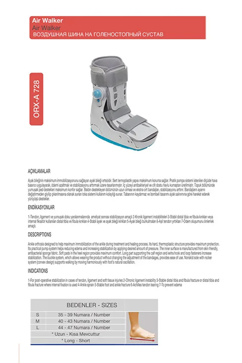 Air Walker Ortezi Ayak Bileklik (Havalı Yürüme Botu) (ORX®-A728KISA) 2