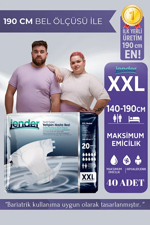JENDER Bel Bantlı Hasta Bezi XXL 20'li 2 Paket