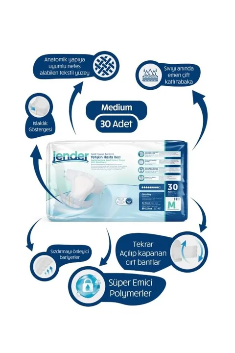 JENDER Hasta Bezi Bel Bantlı Medıum 30 Lu 1 Paket
