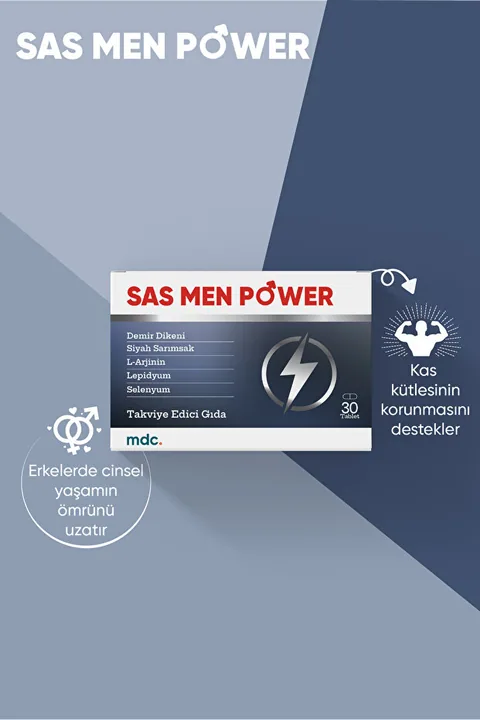 MDC Sas Men Power (TRİBULUS, SAS, L-ARJİNİN, LEPİDYUM) 30 Tablet (erkeklere Özel ) 3